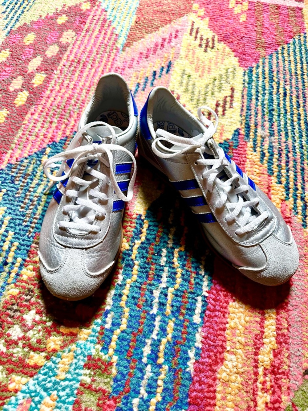 Like New Adidas OG Country Silver and Blue Women's Athletic Shoes, 7